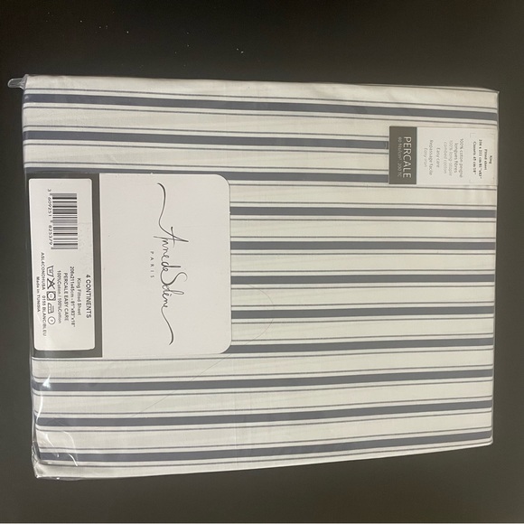 Jupe De Lit Reine Anne De Solene – Rayure Fugace Bleue – 100% Coton – NEUVE Avec étiquettes